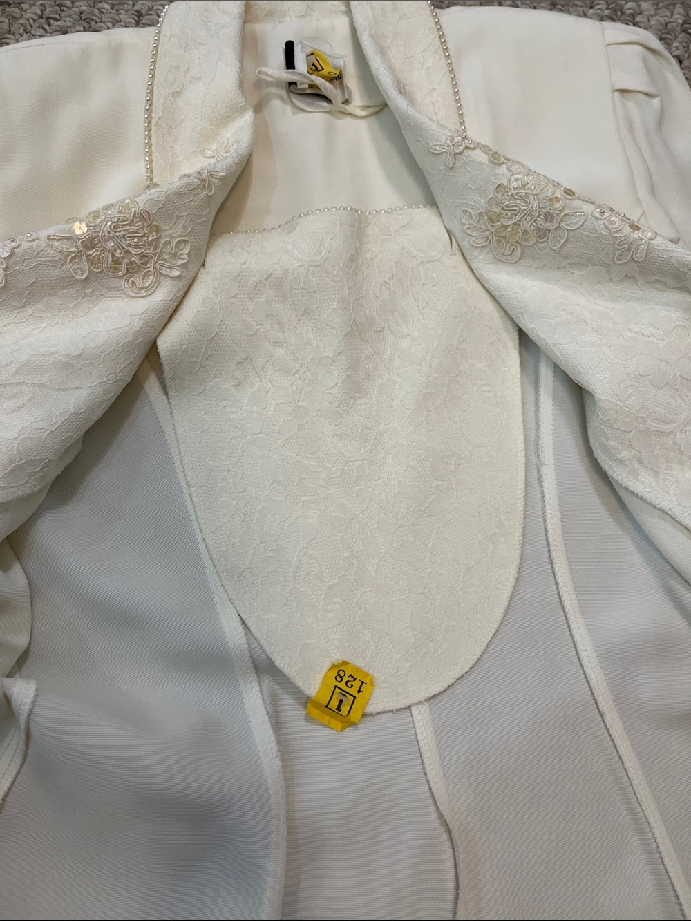 Elegant Ivory Women's Wedding Skirt Suit with Embroidered Shawl Collar size 9/10 - Picture 13 of 17